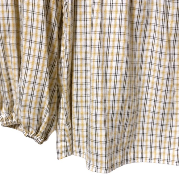 MAX STUDIO Yellow Pleated Long Sleeve Top - Picture 5 of 6